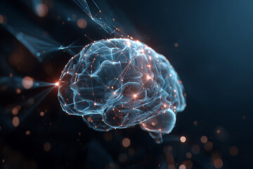 Cerebral Luminescence: A Digital Brain's Glowing Plexus of Neural Connections.