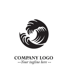 Elegant Black Wave Logo Symbol on a Clean White Background for Modern Minimalist Branding Design Art