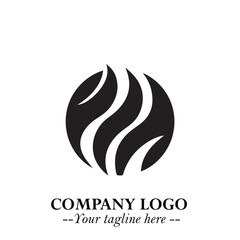 Obraz premium Elegant Black Wave Logo Symbol on a Clean White Background for Modern Minimalist Branding Design Art