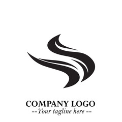 Obraz premium Elegant Black Wave Logo Symbol on a Clean White Background for Modern Minimalist Branding Design Art