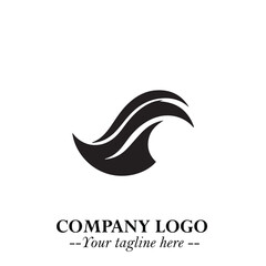 Obraz premium Elegant Black Wave Logo Symbol on a Clean White Background for Modern Minimalist Branding Design Art