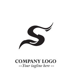 Obraz premium Elegant Black Wave Logo Symbol on a Clean White Background for Modern Minimalist Branding Design Art