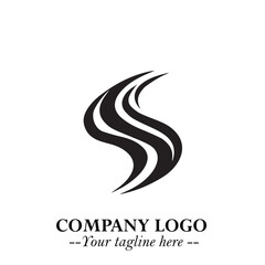 Obraz premium Elegant Black Wave Logo Symbol on a Clean White Background for Modern Minimalist Branding Design Art