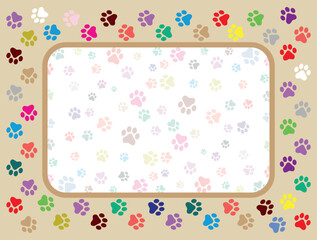Paw Prints Background. Cute pets and Dogs pets paw print isolated on white background.
