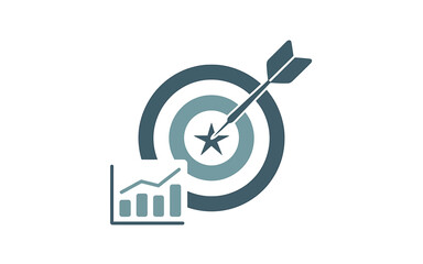 Targeting success and business growth with chart and arrow icon