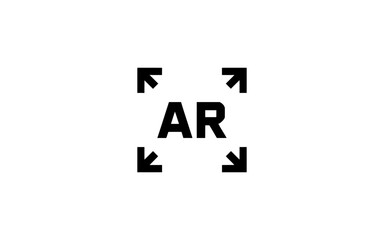 Augmented reality ar icon with inward pointing arrows concept