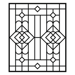 Ornamental Geometric Window Grill Vector Design