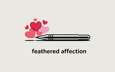 Creative pen drawing a trail of dynamic pink and red hearts