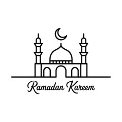 Ramadan kareem mosque icon with moon, islamic celebration.