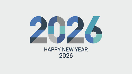 Happy new year 2026 modern geometric segmented number design