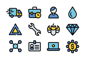 Modern business, technology, and service icons vector set design
