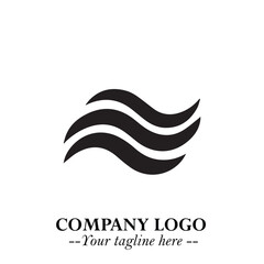 Obraz premium Elegant Black Wave Logo Symbol on a Clean White Background for Modern Minimalist Branding Design Art