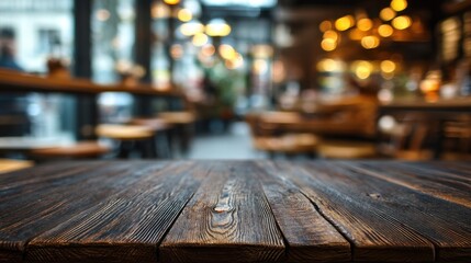 A rustic wooden table sits in a warm inviting cafe filled with soft lights. The atmosphere is relaxed perfect for enjoying drinks and conversation as night falls.