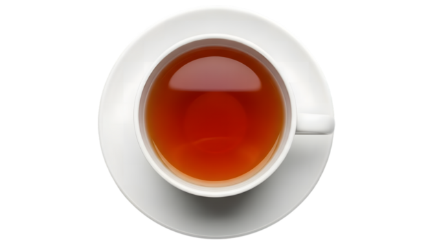 Top view of tea cup with tea isolated on transparent background - Powered by Adobe
