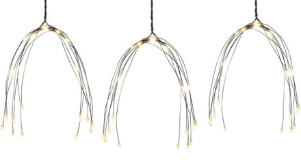 Three cascading led light strands with a transparent background cutout png