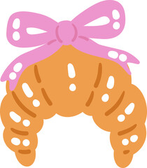 French croissant bakery dessert with ribbon cartoon vector illustration