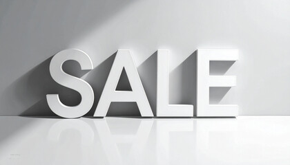 Sale in elegant serif style with soft shadow.