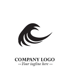 Elegant Black Wave Logo Symbol on a Clean White Background for Modern Minimalist Branding Design Art