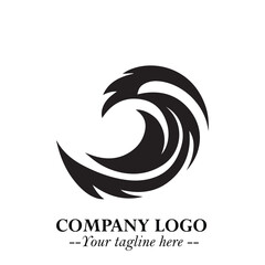 Elegant Black Wave Logo Symbol on a Clean White Background for Modern Minimalist Branding Design Art