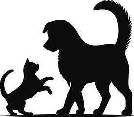 Dog and Cat Silhouette Images – Pet Animal Outline Illustrations, Feline and Canine Vector Art, Veterinary Logo Elements, Pet Care Icons, Domestic Animal Graphics for Design and Branding