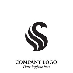 Elegant Black Wave Logo Symbol on a Clean White Background for Modern Minimalist Branding Design Art