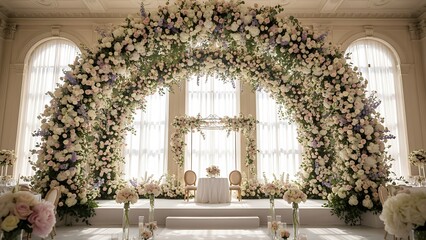 Luxurious floral archway for a grand wedding ceremony