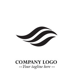 Elegant Black Wave Logo Symbol on a Clean White Background for Modern Minimalist Branding Design Art