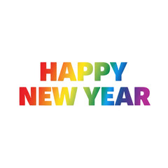 Fototapeta premium Rainbow happy new year text on black background for celebration
