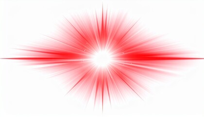 Red Burst of Light Radiating Outward Energetic Explosion Abstract Design Element Bright Glowing Flare on White Background.
