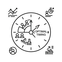 Clock face showing optimal timing for team performance analysis and growth