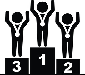 Winners podium with champions celebrating success and achievement