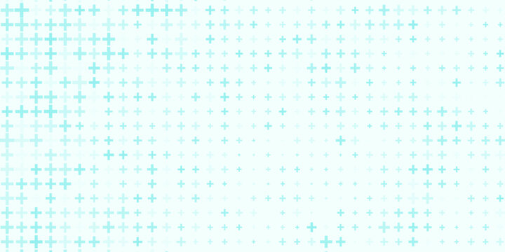 Medical healthcare seamless background. Green blue cross pattern. Repeating plus symbol wallpaper. Vector hospital pattern. Tech backdrop for presentation, banner, booklet, brochure, leaflet, poster