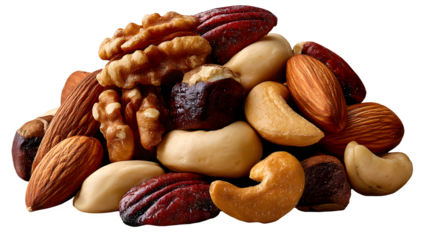 Delicious mix of healthy nuts offers protein and energy for snacking or baking needs on transparent background