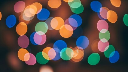 Colorful Bokeh Lights on Dark Background Festive Party Atmosphere