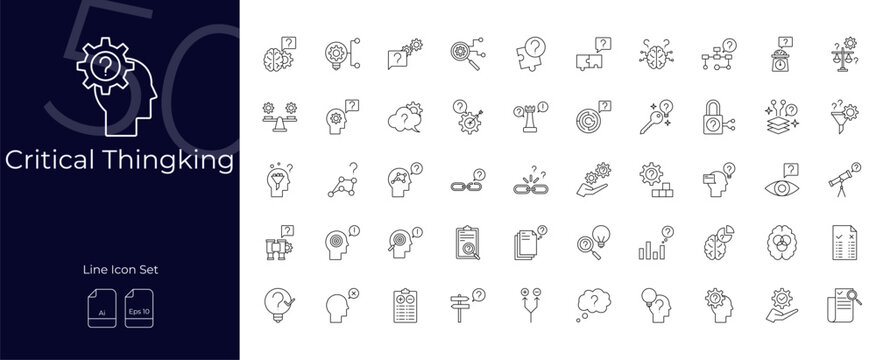 Critical Thingking Line Editable Icons set