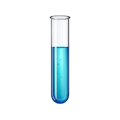 Glass Test Tube Filled With Blue Liquid And Bubbles