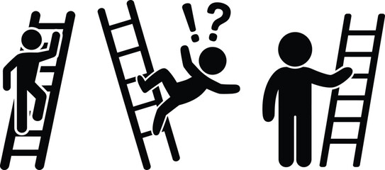Climbing, falling, and reaching for a ladder: progress and risk