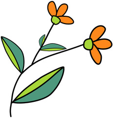 Simple Orange Spring Flower Isolated Element