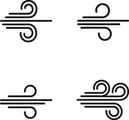Set of minimalist wind icons depicting air flow and breeze perfect for weather forecasts and environmental designs with a clean and simple aesthetic