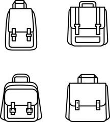 Set of school backpack icons in outline style for education travel and fashion related designs and illustrations minimalist aesthetic and clean lines