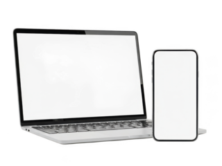 Modern laptop and smartphone gadgets showcase digital technology devices for business and entertainment transparent background