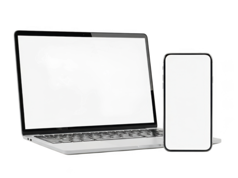 Modern laptop and smartphone gadgets showcase digital technology devices for business and entertainment transparent background