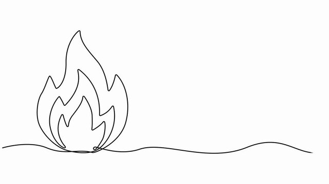 fire continuous one line drawing animation video, Campfire Single Line Icon, Campfire Continuous Line Drawing with Editable Stroke, animation video, motion graphic.