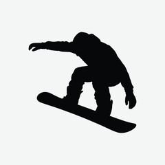 Snowboarder Silhouette Action Winter Sport Extreme Recreation Isolated Background