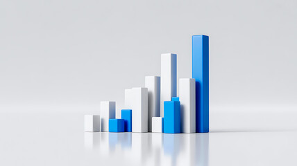 business graph on blue background
