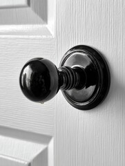 Modern Black Door Handle on White Wooden Door Showcasing Stylish Interior Design Elements