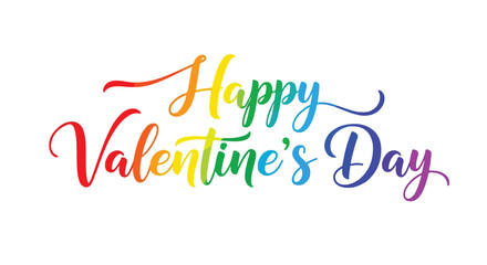 Happy Valentine's Day rainbow lettering with a romantic celebration for couples and love