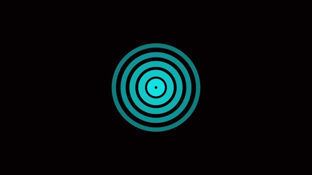 BLUE Abstract Futuristic Digital Circle Radio Waves Signal, Location Tracking Map, Military Target, Heartbeat Pulse Diffusion Technology Animation.