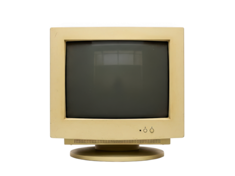 Vintage crt computer monitor isolated on black retro technology display transparent background - Powered by Adobe
