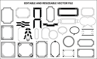 Vintage Frame Banner Speech Bubble Set Vector Graphic .